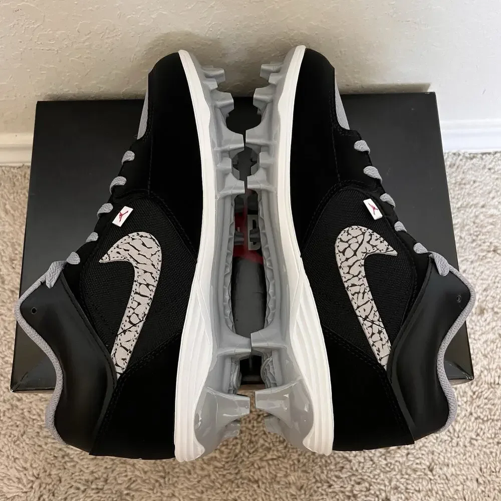Nike Air Jordan Stadium 90 Low TD Black Cement Football HQ0210-060 Men Size 9.5